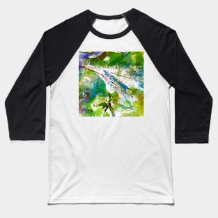 Intuitive Organic Abstract Watercolor in Green Baseball T-Shirt